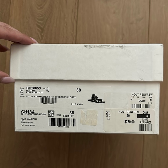 Chloe Two Tone Python Embossed Leather Lauren Strappy Flat Sandals - Picture 7 of 8